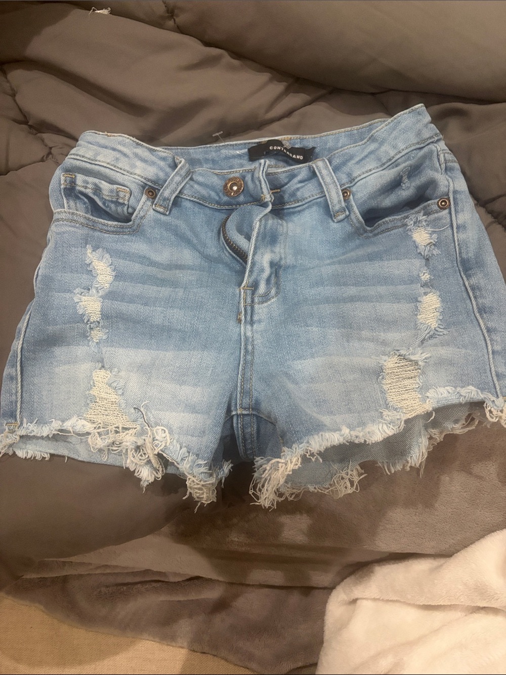 Light Blue Distressed Denim Cutoff Shorts - Cotton On